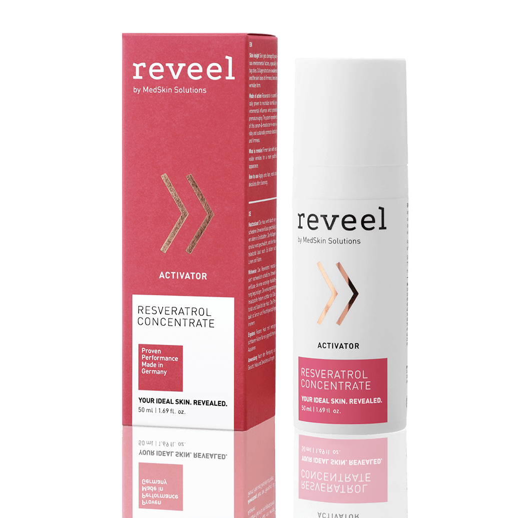 Resveratrol concentrado reveel trans resveratrol 2% potente antiedad antiarrugas antienvejecimiento facial alta cosmética 